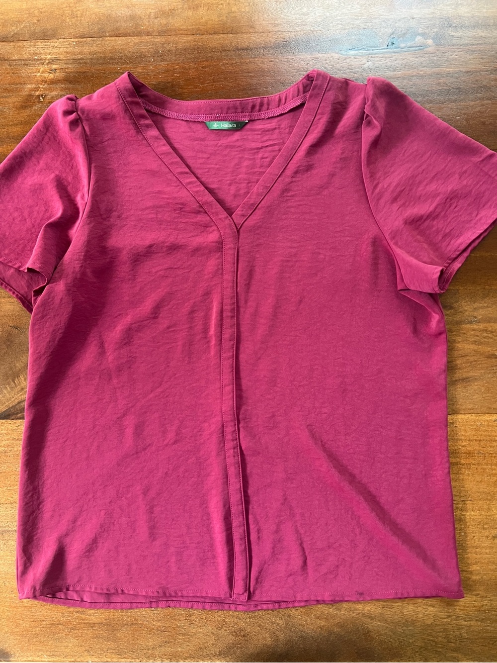 Halara Women’s Purple Solid V-Neck Short Sleeve S Pullover Blouse
